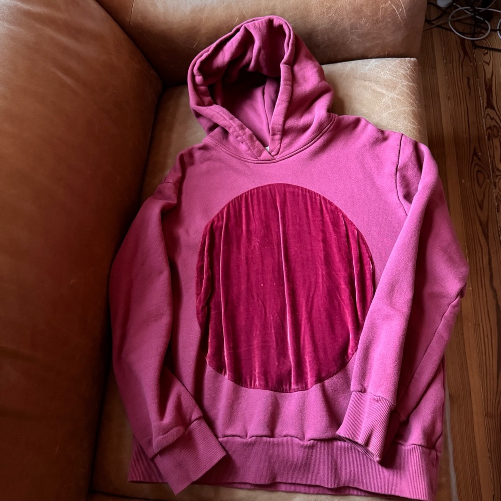 Corell Corell Velvet Circle Hoodie Sweatshirt Pink Magenta abstract designer